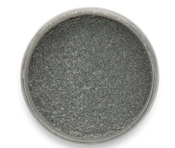 A container of Asphalt Magic Black Pigment by Pigmently, seen from above with the lid removed to show the pigment.